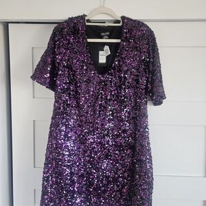 City Chic Purple/Pink Sequin Mini Dress, Size 12, New Year's Party Dress